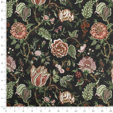 Load image into Gallery viewer, Black Mauve Burgundy Pink Green Floral Jacobean Upholstery Drapery Fabric