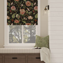 Load image into Gallery viewer, Black Mauve Burgundy Pink Green Floral Jacobean Upholstery Drapery Fabric