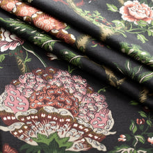 Load image into Gallery viewer, Black Mauve Burgundy Pink Green Floral Jacobean Upholstery Drapery Fabric