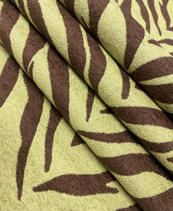 Home Decorator Olive Green Brown Tiger Animal Pattern Chenille Upholstery Fabric Tribal Jungle Tropical WHS 5054