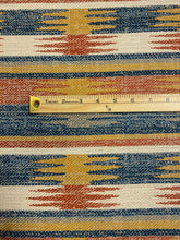 Load image into Gallery viewer, Kovi Madras Beige Blue Red Southwestern Kilim Water &amp; Stain Resistant Upholstery Fabric STA 5023