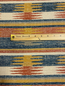 Kovi Madras Beige Blue Red Southwestern Kilim Water & Stain Resistant Upholstery Fabric STA 5023