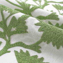 Load image into Gallery viewer, Cotton Linen Cream Green Floral Crewel Embroidered Drapery Fabric FB