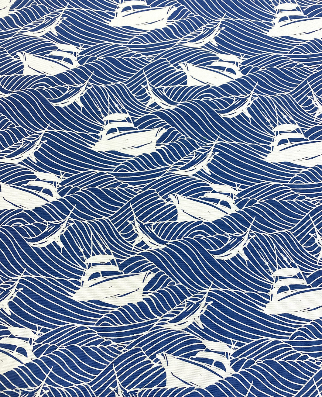 1.8 Yard Designer Cotton White Blue Nautical Boat Upholstery Drapery Fabric STA 5014