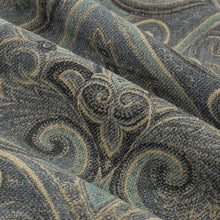 Load image into Gallery viewer, Cotton Linen Beige Denim Blue Aqua Blue Damask Upholstery Drapery Fabric FB