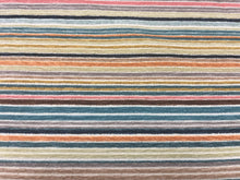 Load image into Gallery viewer, Designer Navy Blue Mustard Gold Coral Teal Brown Chenille Stripe Upholstery Fabric