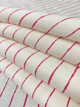 Load image into Gallery viewer, Christopher Farr Broken Stripe Hot Pink White Linen Upholstery Drapery Fabric WHS 5116
