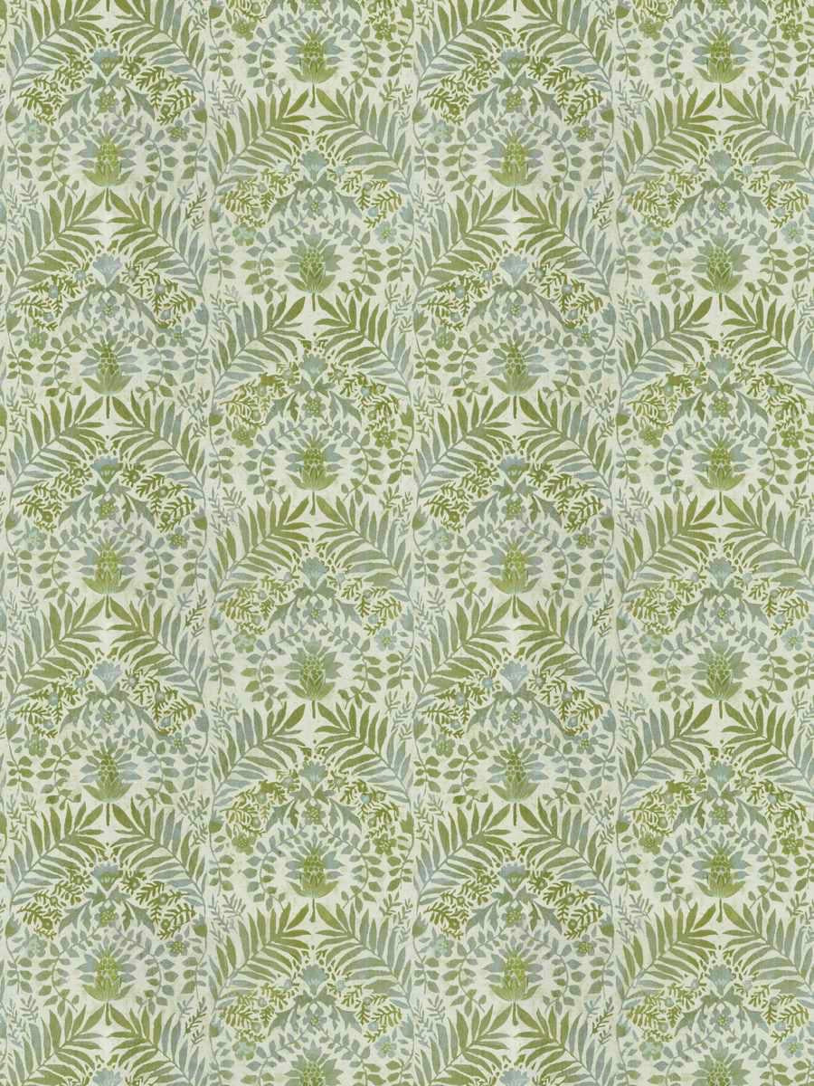 Cotton Linen Cream Green Aqua Beige Floral Upholstery Drapery Fabric FB