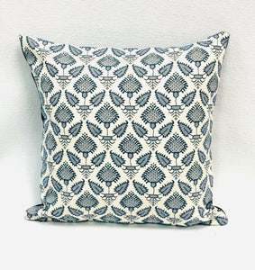 A Pair of 22” X 22” Fabricut Pondicherry Indigo Pillow Covers