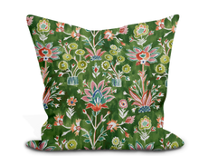 Load image into Gallery viewer, Custom Pillow Cover in Floral Botanical Thibaut Lilia Print in Kelly - One Side