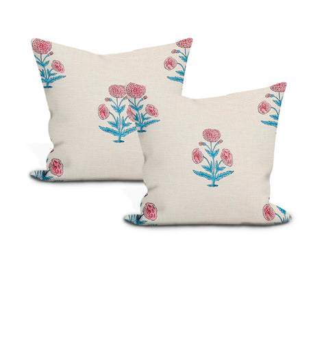 Schumacher poppy hand block print pillow cover 