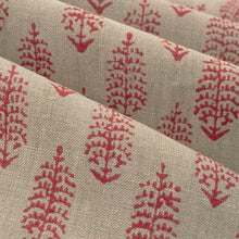 Load image into Gallery viewer, Linen Hot Pink Ecru Small Print Botanical Linen Drapery Fabric FB