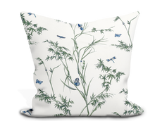 Load image into Gallery viewer, Custom Pillow Cover in Floral Botanical Thibaut Virginia in Blue and Green - One Side
