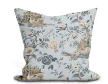 Load image into Gallery viewer, Custom Pillow Cover in Thibaut Forest Lodge in Spa Blue - One Side
