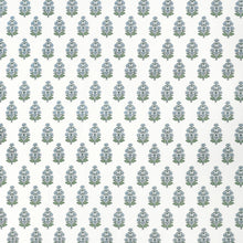 Load image into Gallery viewer, Custom Made Cornice Board, Shower Curtains and Tiebacks in Thibaut Audrey / Blue