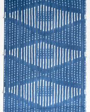 Load image into Gallery viewer, Bennison Onikoko Indigo Mudcloth Stripe Linen Upholstery Drapery Fabric WHS 5108