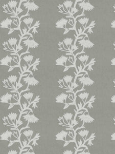 Cotton Linen Cream Grey Floral Crewel Embroidered Drapery Fabric FB