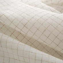 Load image into Gallery viewer, 118” Wide Semi Sheer Linen Blend Cream Taupe Check Drapery Fabric FB