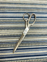 Load image into Gallery viewer, Arc Com Morocco Navy Blue Grey Water &amp; Stain Resistant Stripe Chenille Upholstery Fabric STA 5131