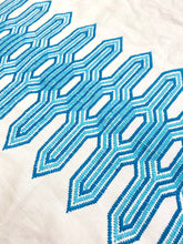 Load image into Gallery viewer, One Yard Remnant Thibaut Nola Stripe Embroidery Aqua Teal Fabric STA 4592