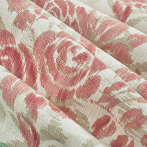 Linen Cotton Cream Pink Red Sage Green Beige Floral Drapery Fabric FB