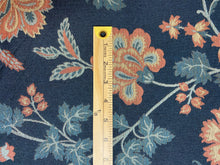 Load image into Gallery viewer, Navy Blue Coral Beige Foral Jacobean Matelasse Upholstery Fabric WHS 4624