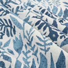 Load image into Gallery viewer, Cotton Linen Cream Navy Blue Grey Floral Upholstery Drapery Fabric FB