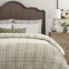 Load image into Gallery viewer, Green Beige Plaid Tartan Check Upholstery Drapery Fabric / Fern