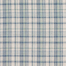 Load image into Gallery viewer, French Blue Seafoam Green Grey Plaid Tartan Upholstery Drapery Fabric / Lagoon