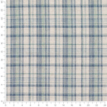 Load image into Gallery viewer, French Blue Seafoam Green Grey Plaid Tartan Upholstery Drapery Fabric / Lagoon