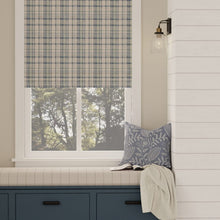 Load image into Gallery viewer, French Blue Seafoam Green Grey Plaid Tartan Upholstery Drapery Fabric / Lagoon