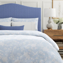Load image into Gallery viewer, Cotton Aqua Blue White Floral Chintz Upholstery Drapery Fabric