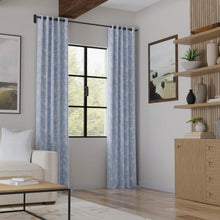 Load image into Gallery viewer, Cotton Aqua Blue White Floral Chintz Upholstery Drapery Fabric