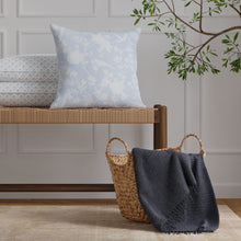 Load image into Gallery viewer, Cotton Aqua Blue White Floral Chintz Upholstery Drapery Fabric