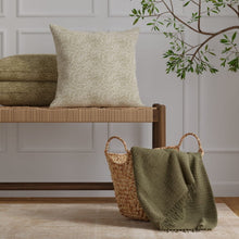 Load image into Gallery viewer, Cream Olive Green Small Cheetah Chenille Upholstery Fabric / Olive