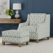 Load image into Gallery viewer, Cotton Linen Ivory Teal Blue Green Mustard Floral Upholstery Drapery Fabric / Cornflower