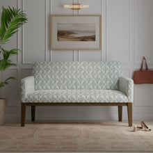 Load image into Gallery viewer, Cotton Linen Ivory Teal Blue Green Mustard Floral Upholstery Drapery Fabric / Cornflower