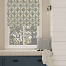 Load image into Gallery viewer, Cotton Linen Ivory Teal Blue Green Mustard Floral Upholstery Drapery Fabric / Cornflower