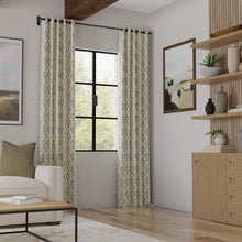 Load image into Gallery viewer, Cotton Linen Ivory Green Mustard Orange Floral Upholstery Drapery Fabric / Prairie