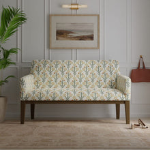Load image into Gallery viewer, Cotton Linen Ivory Green Mustard Orange Floral Upholstery Drapery Fabric / Prairie