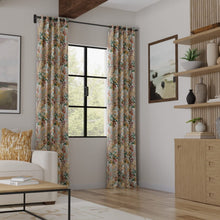 Load image into Gallery viewer, Ivory Green Mauve Red Mustard Brown Teal Floral Drapery Upholstery Fabric