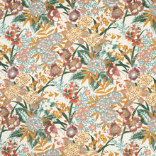 Load image into Gallery viewer, Ivory Green Mauve Red Mustard Brown Teal Floral Drapery Upholstery Fabric