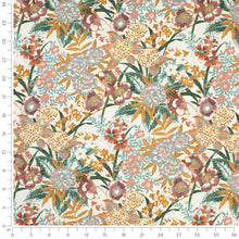 Load image into Gallery viewer, Ivory Green Mauve Red Mustard Brown Teal Floral Drapery Upholstery Fabric