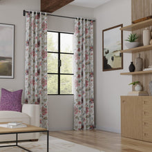 Load image into Gallery viewer, Cotton Ivory Red Teal Green Pink Orange Floral Upholstery Drapery Fabric