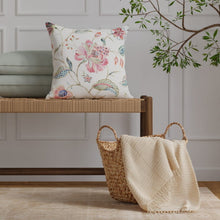 Load image into Gallery viewer, Cotton Ivory Red Teal Green Pink Orange Floral Upholstery Drapery Fabric