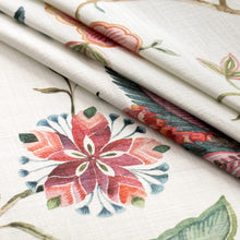 Load image into Gallery viewer, Cotton Ivory Red Teal Green Pink Orange Floral Upholstery Drapery Fabric