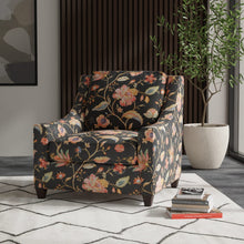 Load image into Gallery viewer, Cotton Black Orange Red Yellow Floral Upholstery Drapery Fabric