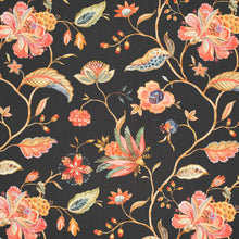 Load image into Gallery viewer, Cotton Black Orange Red Yellow Floral Upholstery Drapery Fabric