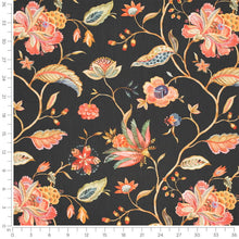 Load image into Gallery viewer, Cotton Black Orange Red Yellow Floral Upholstery Drapery Fabric
