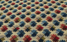 Load image into Gallery viewer, Remnant Brunschwig &amp; Fils Oatlands Tapestry Geometry Floral Like Distinct Pattern Blue Red On Natural Luxury Upholstery Fabric